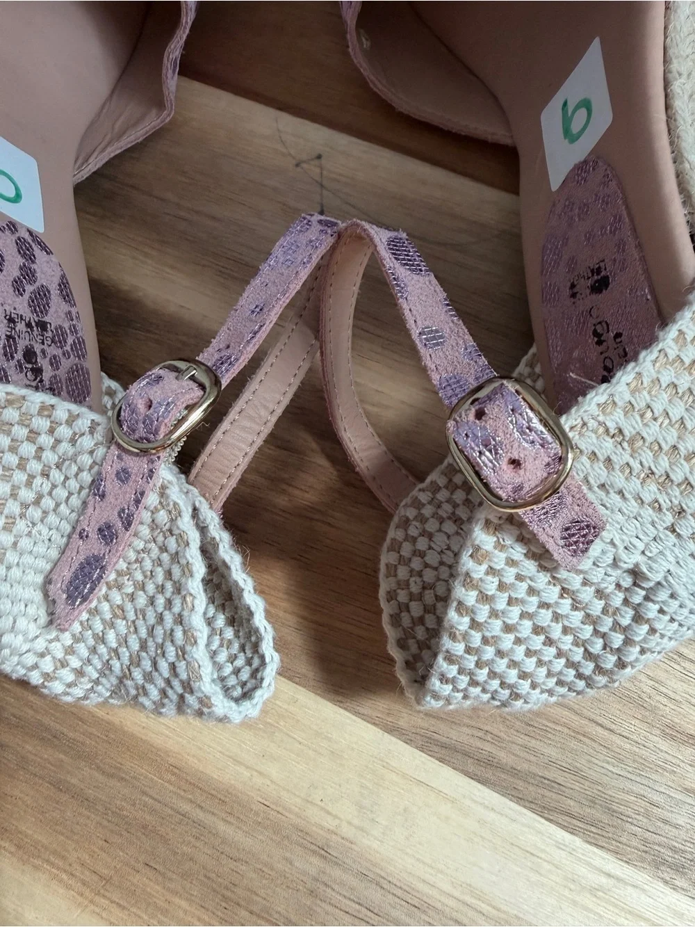 Helene Rouge Spain Pink Metallic Polka Dot Espadrille Wedge Sandals Sz 9 Leather